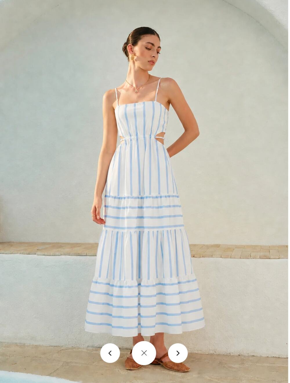 NWT Commense Striped Cutout Cami Maxi Dress Sz L